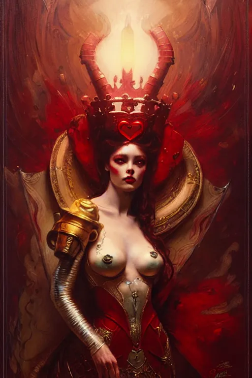 Prompt: the queen of hearts by gaston bussiere, bayard wu, greg rutkowski, giger, maxim verehin