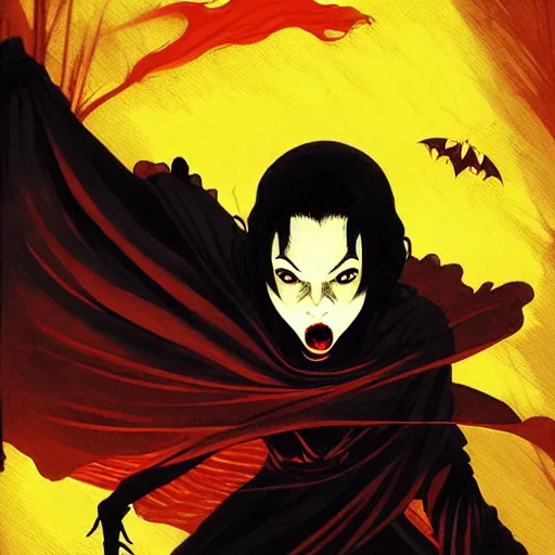 Image similar to scary vampire witch, evil, cinematic, powerful, super detailed and intricate, by koson ohara, by darwyn cooke, by greg rutkowski, by satoshi kon