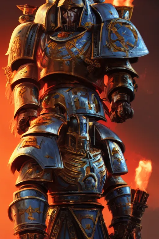 Image similar to armor portrait heros warhammer 4 0 k horus heresy fanart - the primarchs emperor by johannes helgeson animated with vfx concept artist & illustrator global illumination ray tracing hdr fanart arstation zbrush central hardmesh 8 k octane renderer comics stylized