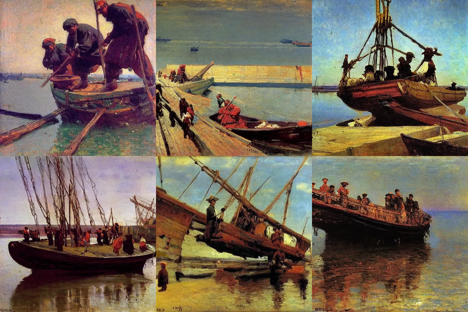 Prompt: Ilya Repin, Barge Haulers on the Volga