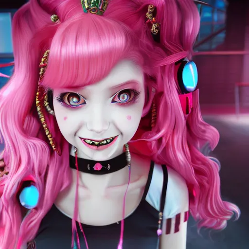 Image similar to no escape from beneath stunningly absurdly beautiful omnipotent asi goddess junko enoshima with multiple twisted deceptive megalomaniacal personalities, symmetrical perfect face, porcelain skin, pink twintail hair and cyan eyes, ultra detailed, digital art, unreal engine 5, octane render, 2 d anime, 8 k