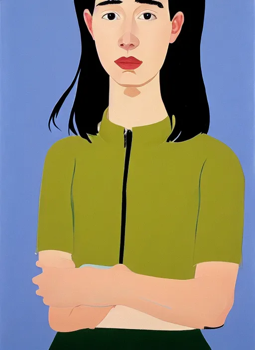 Image similar to a portrait of a pretty sewer punk young lady by alex katz