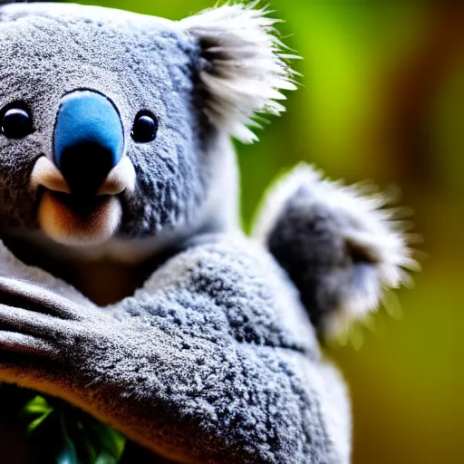 Prompt: cute koala as a muppet, intricate detail, beautiful aesthetic, photorealistic, award winning professional cinematic composition, dramatic lighting, 8 k