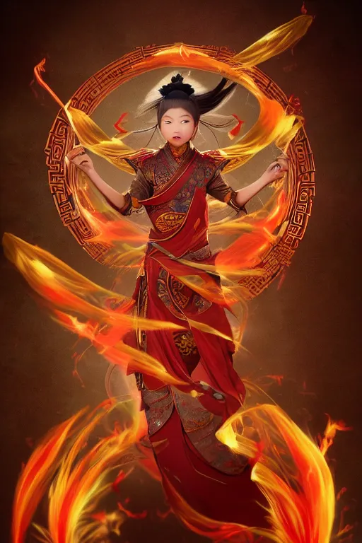 Image similar to nezha flies around swiftly on his wind flame circles, chinese mythology, top view, cinematic, fantasy character portrait, highly detailed, by new gods : nezha reborn, nezha : birth of the demon child,