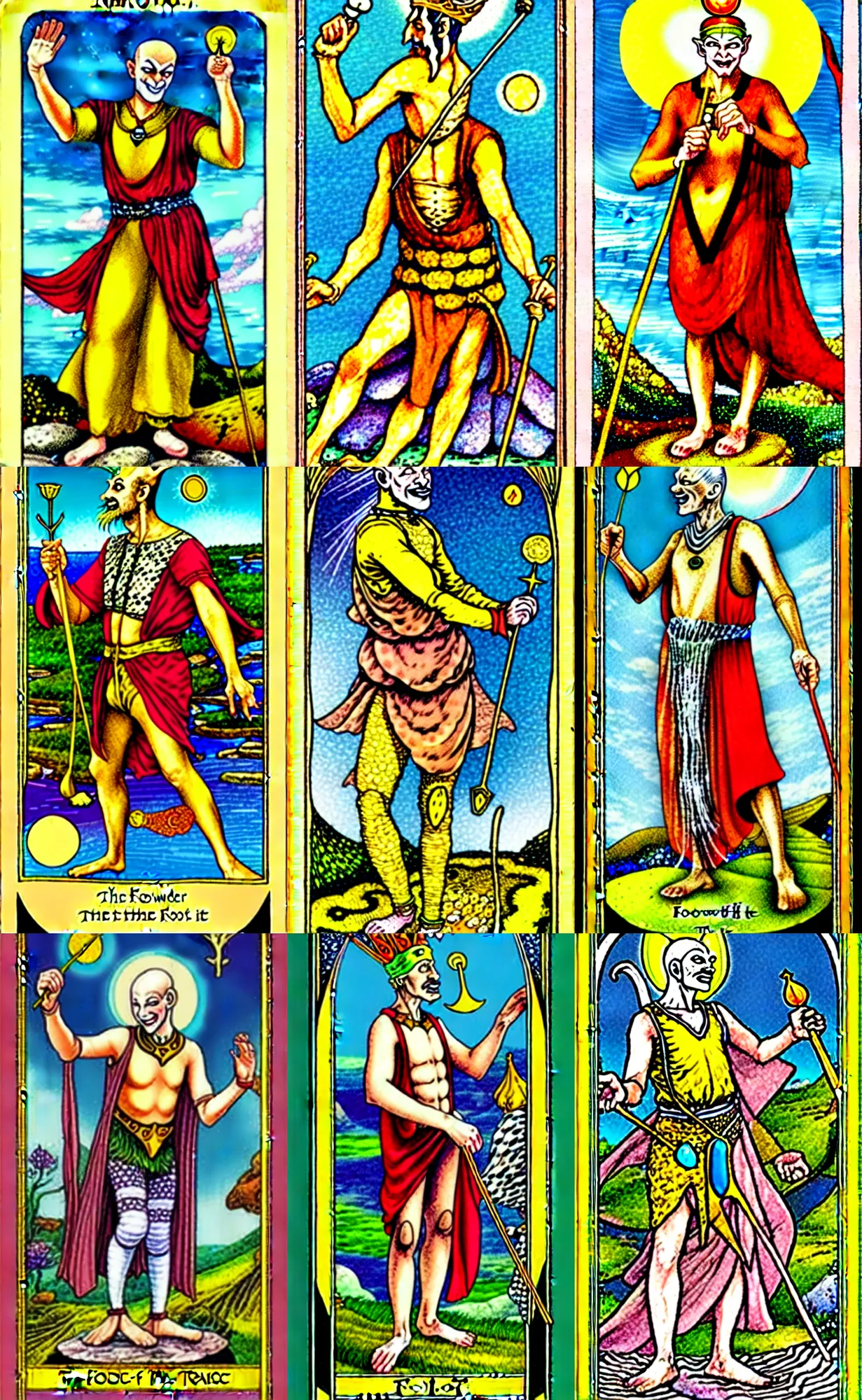 Prompt: the fool from the riderwaite tarot deck