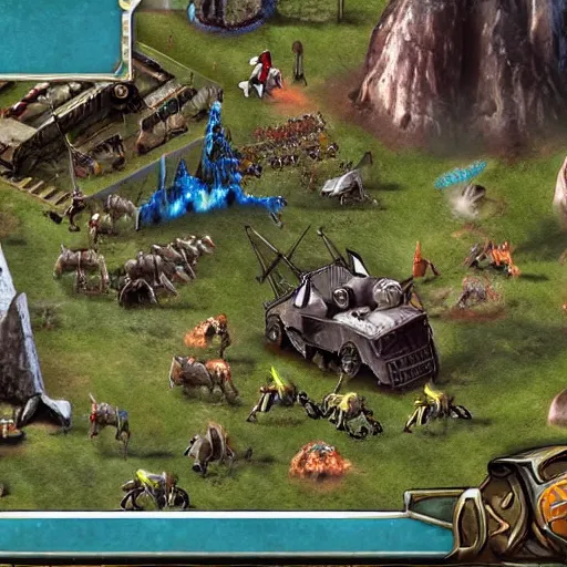 Image similar to An in-game screenshot of the 2003 RTS Game 'Impossible Creatures', HD