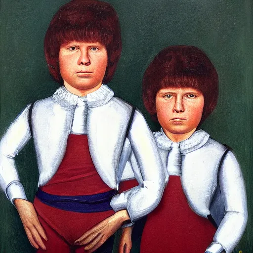 Prompt: portrait of igor and grichka bogdanoff twins