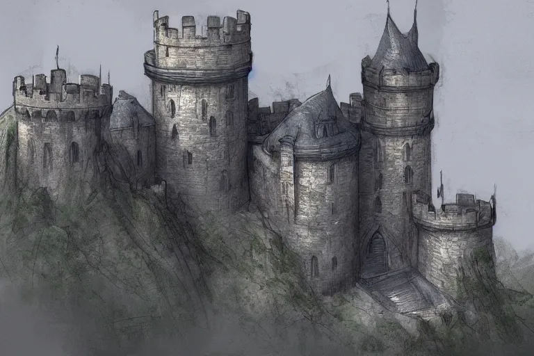 Image similar to concept art of a castle integrated into a landscape, trending on artstation