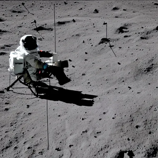 Prompt: man drinking coca cola on the moon