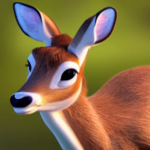 Prompt: live action bambi, 8k resolution, full HD, cinematic lighting, award winning, anatomically correct