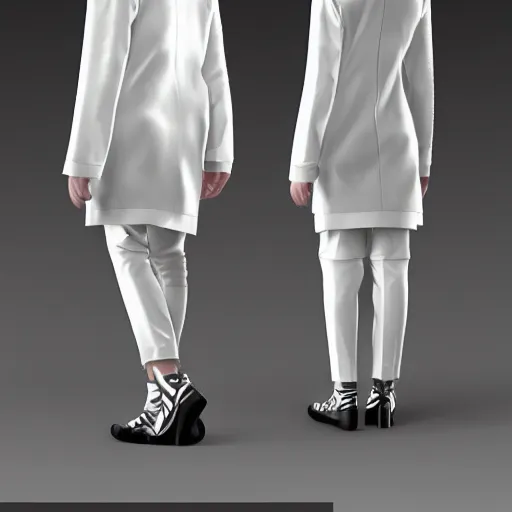 Image similar to futuristic sci - fi white coat, clothing design