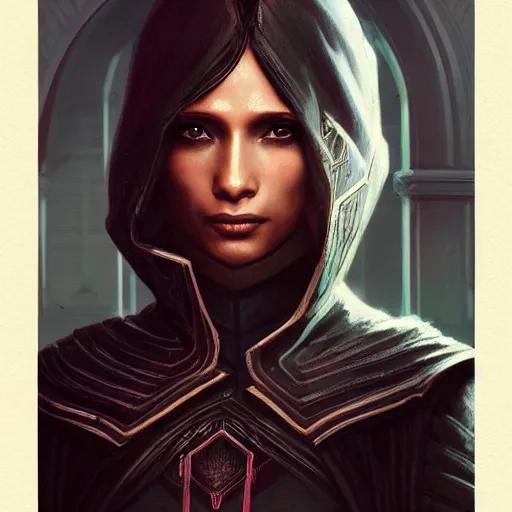 Image similar to darth alphinaud leveilleur, freida pinto, art by artgerm and greg rutkowski and magali villeneuve, portrait, highly detailed, headshot, intricate, elegant, digital painting, trending on artstation, concept art, sharp focus, illustration