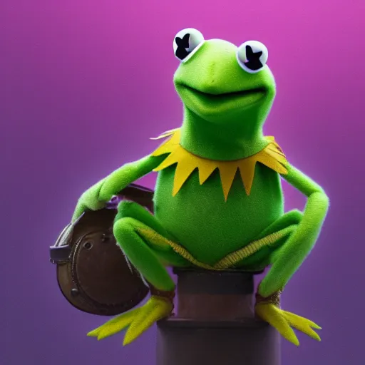 Prompt: Kermit the Frog is Thor, hyperdetailed, artstation, cgsociety, 8k