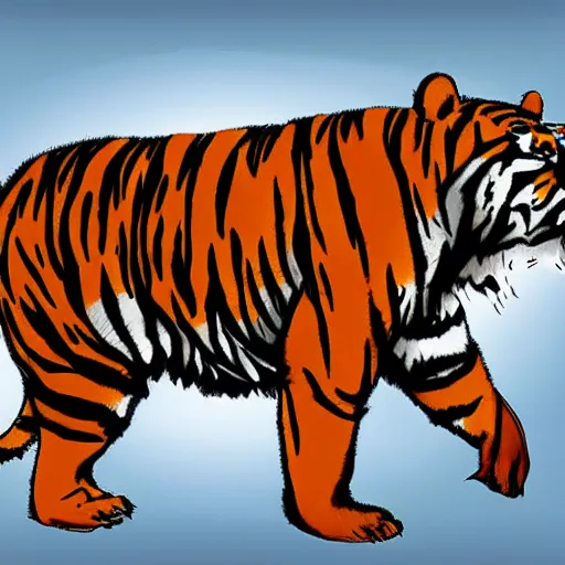 Prompt: Tiger Bear hybrid, digital art