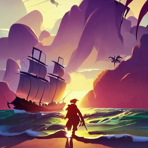 Image similar to painting treasure on sea of thieves game smooth median photoshop filter cutout vector, behance hd by jesper ejsing, by rhads, makoto shinkai and lois van baarle, ilya kuvshinov, rossdraws global illumination