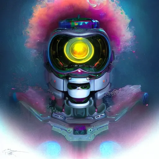 Prompt: a beautiful hyperrealistc portrait of a psychedelic mecha clown merged with hydron collider by tom bagshaw and brian sum