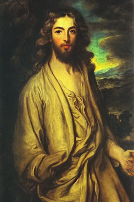 Prompt: Jesus Christ on the cover of a glossy magazine by Thomas Gainsborough, elegant, highly detailed, anthro