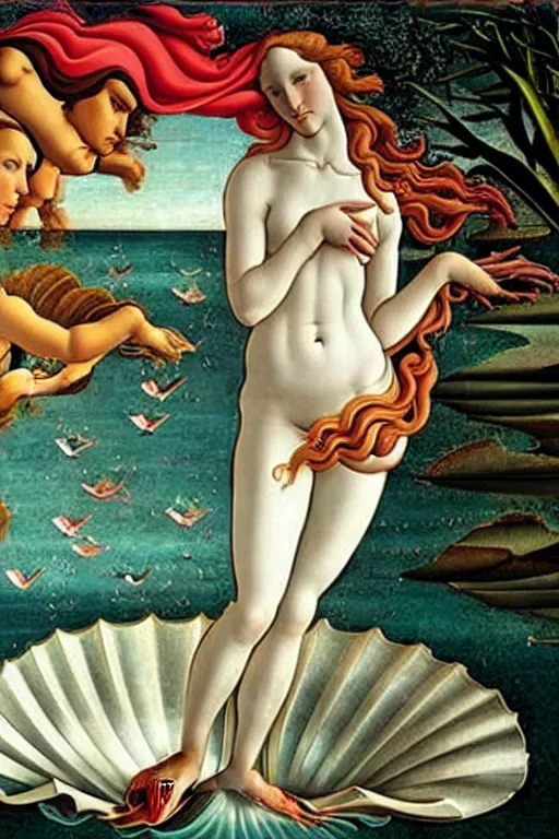 Image similar to The Birth of Venus by Sandro Botticelli, trending on artstation.