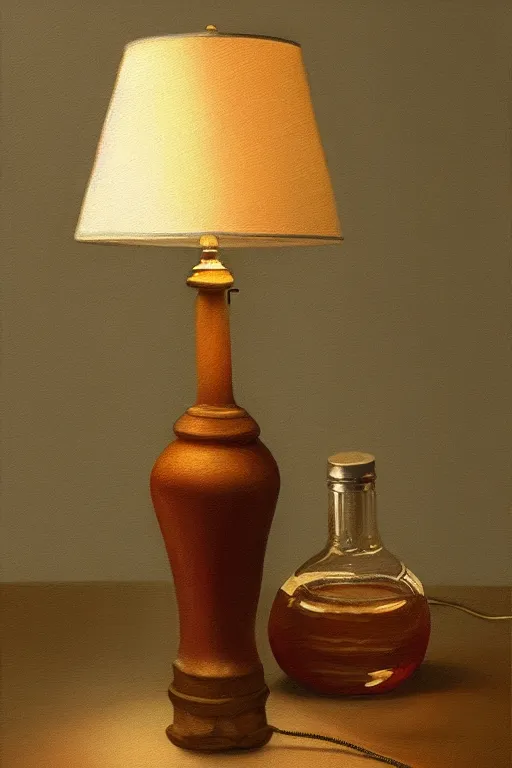 Image similar to a lamp in the style of a water bottle oil on canvas, intricate, portrait, 8k highly professionally detailed, HDR, CGsociety