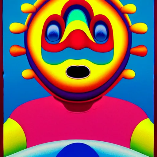 Image similar to manic clown by shusei nagaoka, kaws, david rudnick, airbrush on canvas, pastell colours, cell shaded, 8 k