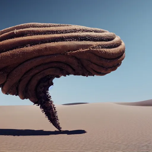 Prompt: giant monstrous desert worm bursting out of sand, unreal engine octane render, perfect composition, 8k