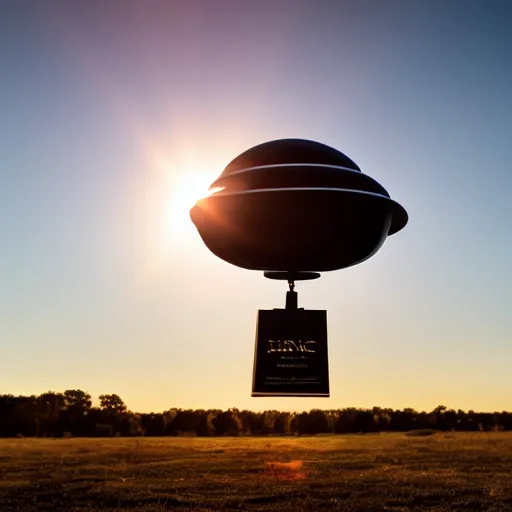 Image similar to actual photograph of UFO, golden hour, award winning, high def