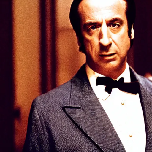 Image similar to A still of Saul Goodman in The Godfather (1972)