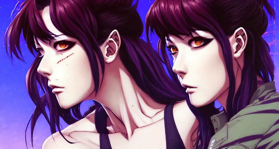 Image similar to a portrait of revy from black lagoon manga, symmetrical eyes, symmetrical face, art by lois van baarle and loish and ross tran and rossdraws and sam yang and samdoesarts and artgerm, digital art, highly detailed, intricate, sharp focus, trending on artstation hq, deviantart, unreal engine 5, 4 k uhd image