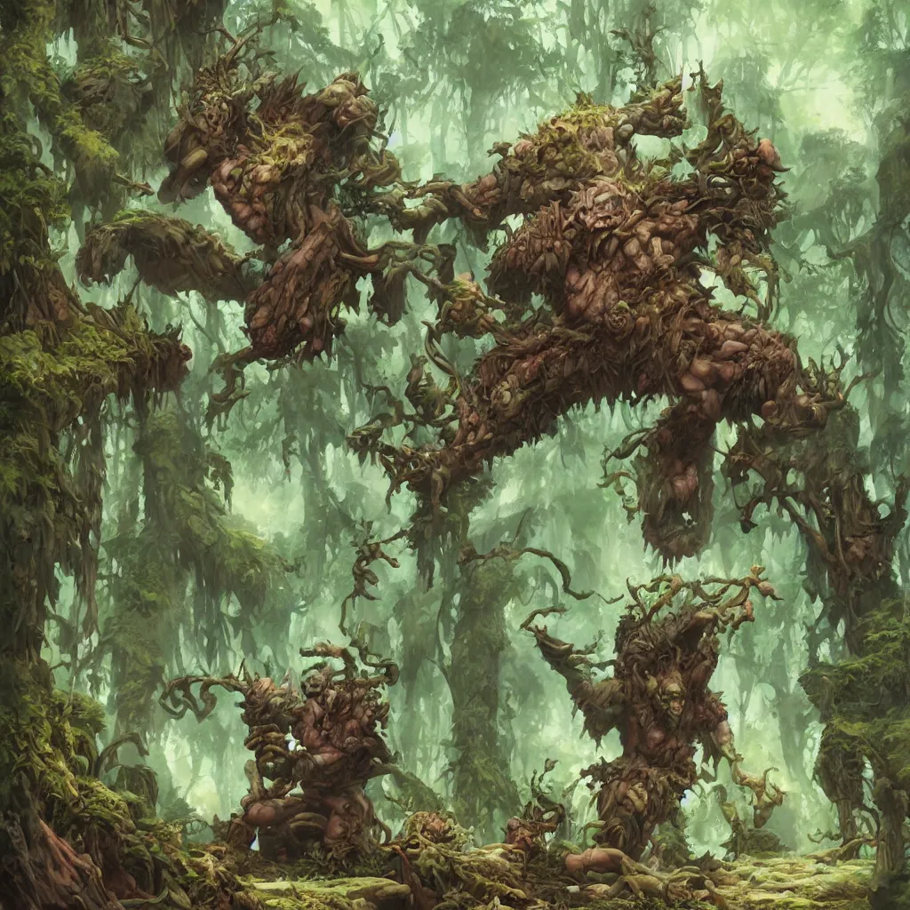 Image similar to a giant troll in the forest, fantasy art by JESPER EJSING. 8k