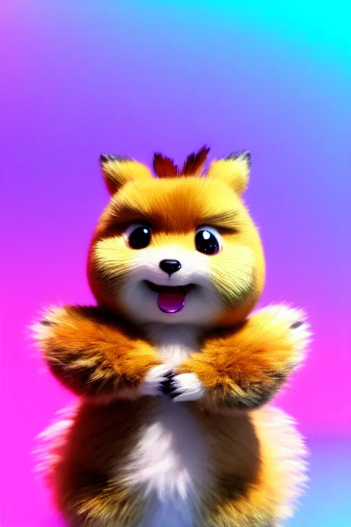 Prompt: high quality 3 d render hyperrealist very cute multicolor stripped fluffy! quokka phoenix hybrid with wings!!!, highly detailed, vray smooth, in the style of detective pikachu, hannah yata charlie immer, dramatic blue light, low angle, uhd 8 k, sharp focus