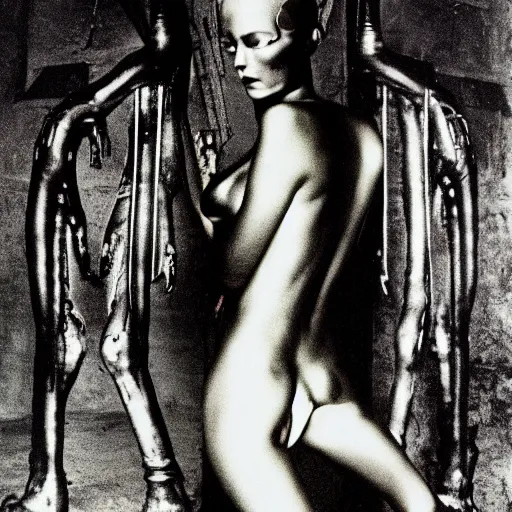 Image similar to giger, photo by helmut newton