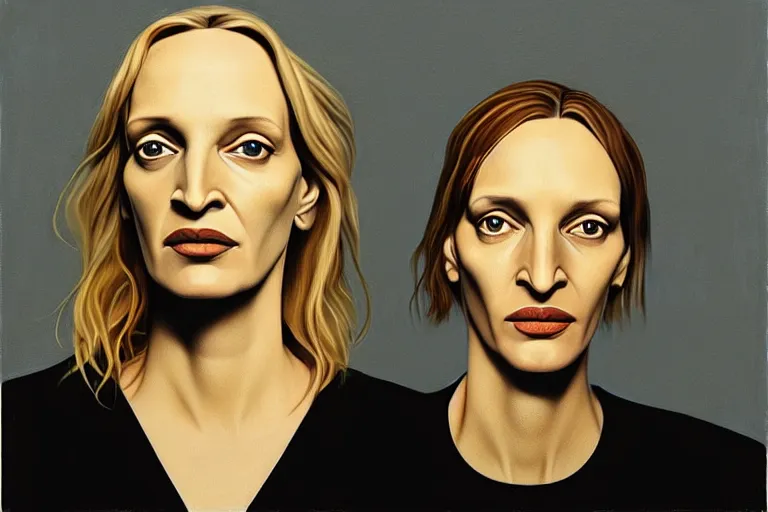 Image similar to portrait of uma thurman artwork by tim eitel