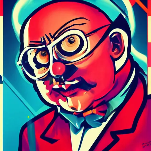 Prompt: Dr. Eggman portrait by Tristan Eaton, geometric, trending dribble, behance