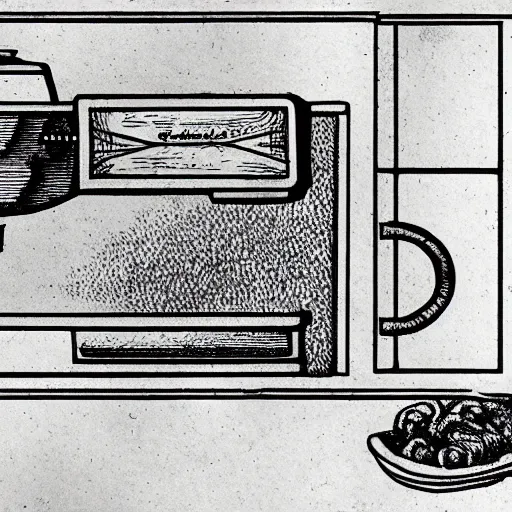 Image similar to illustration of an espresso machine designed by Leonardo Da Vinci