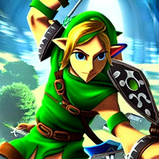 Prompt: Picture of Link - Hero of Time