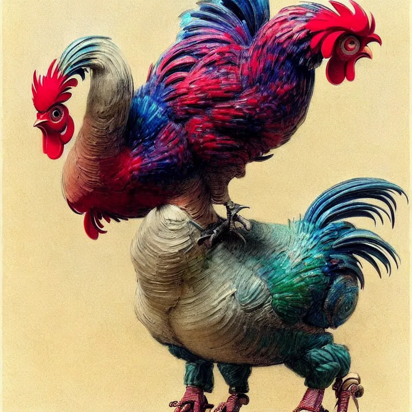 Image similar to ( ( ( ( ( 1 9 5 0 s retro future robot rooster. muted rainbow colors. ) ) ) ) ) by jean - baptiste monge!!!!!!!!!!!!!!!!!!!!!!!!!!!!!!