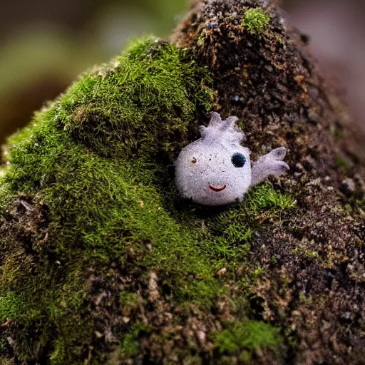 Image similar to a tiny cute mossy forest creature by bobby chiu, at sunset, macro photography, goro fujita