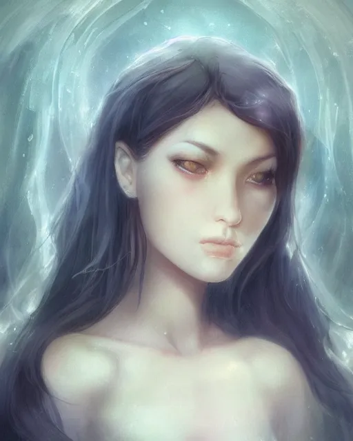 Image similar to a beautiful female cleric, ethereal, dreamy, backlit, highly detailed, sad expression, looking away, mouth half open, realistic lighting, sharp focus, windswept, rule of thirds, symmetrical facial features, by artgerm, wlop, rossdraws, frank frazetta, andrei riabovitchev, trending on artstation, hd, 4 k, fantasy