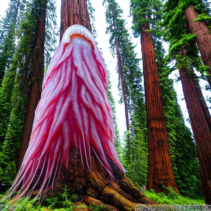 Image similar to giant jellyfish among the giant sequoia trees at 2875 adanac.st vanvcouver,british columbia,canada