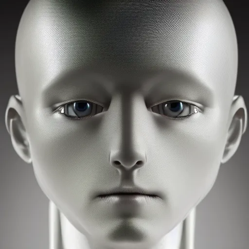 Image similar to portrait photo of a humanoid robot with a translucent head, subsurface scattering