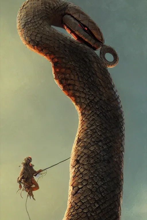 Image similar to snake on a tree, snake head close - up, snake eyes, oil painting, sunlit, paint texture, digital painting, highly detailed, artstation, sharp focus, illustration, concept art, ruan jia, charlie bowater, tom bagshaw, norman rockwell