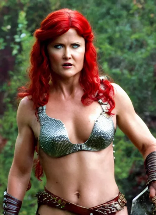 Image similar to photography lucy lawless red sonja cinematic