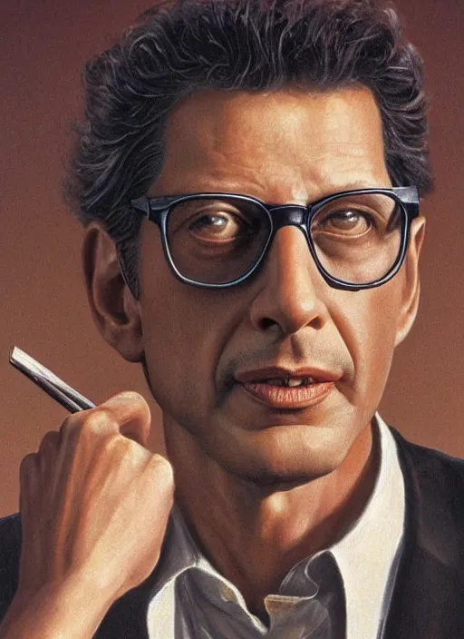Image similar to portrait of jeff goldblum in the fly ( 1 9 8 6 ), depth of field, soft focus, highly detailed, intricate, realistic, national geographic cover, soft glow, textured, artstation, concept art, sharp focus, illustration, art by artgerm and greg rutkowski and earl norem