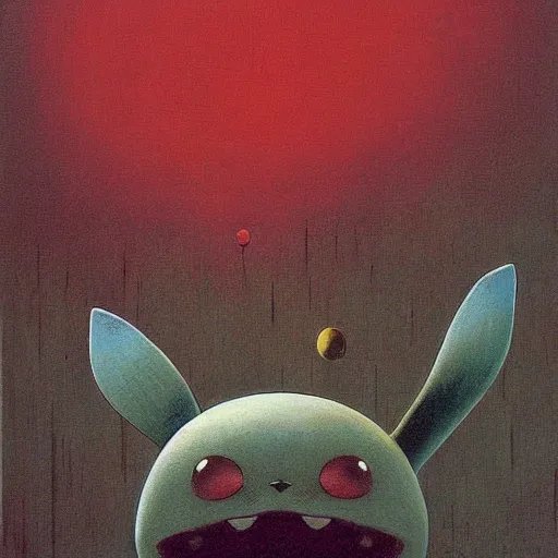 Image similar to a painting of Pikachu by zdzislaw beksinski