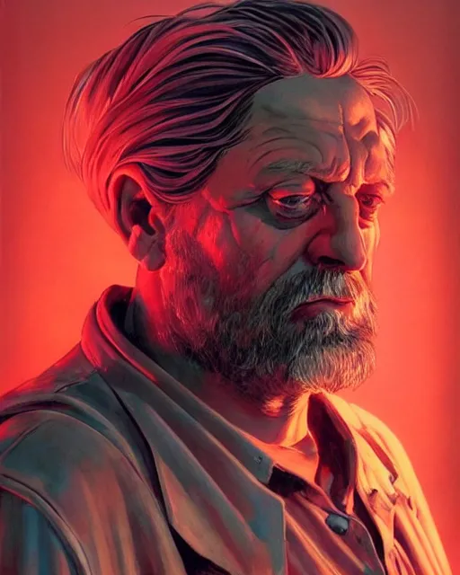 Image similar to zizek as a cyborg. 1 9 8 0 s dystopian soviet russia, propaganda screens. unreal engine, fantasy art by jesper ejsing. faithfully depicted facial expression, perfect anatomy global illumination, radiant light, detailed and intricate environment