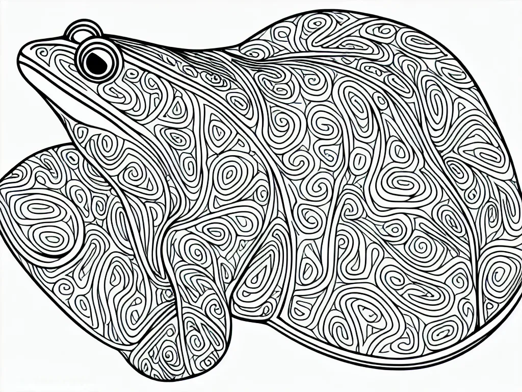 Image similar to beautiful frog, ornamental, fractal, line art, vector, outline, simplified, colouring page