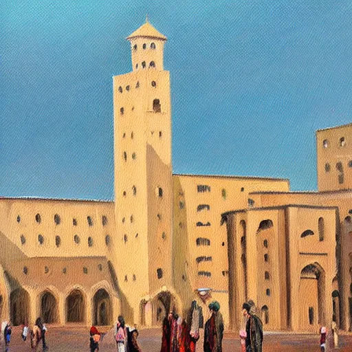 Prompt: Ummayad Square, oil painting
