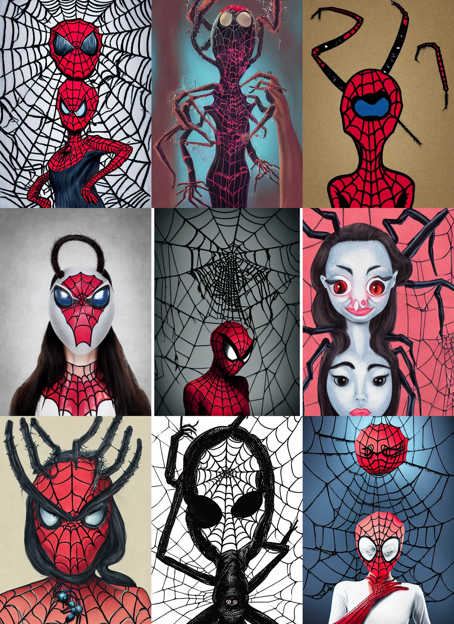 Prompt: a surreal spider-headed girl