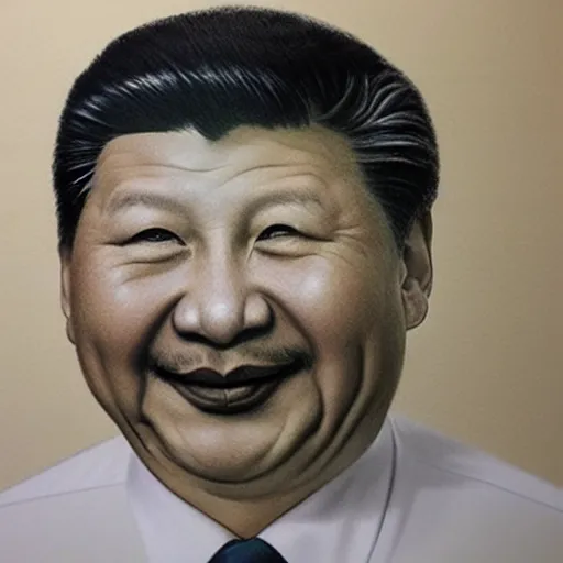 Image similar to hyperrealistic drawing of xin jinping as winning the pooh, portrait drawing by leng jun