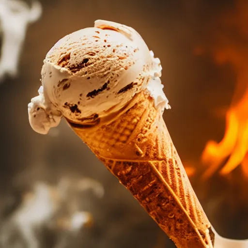 Image similar to photo of a burning ice cream